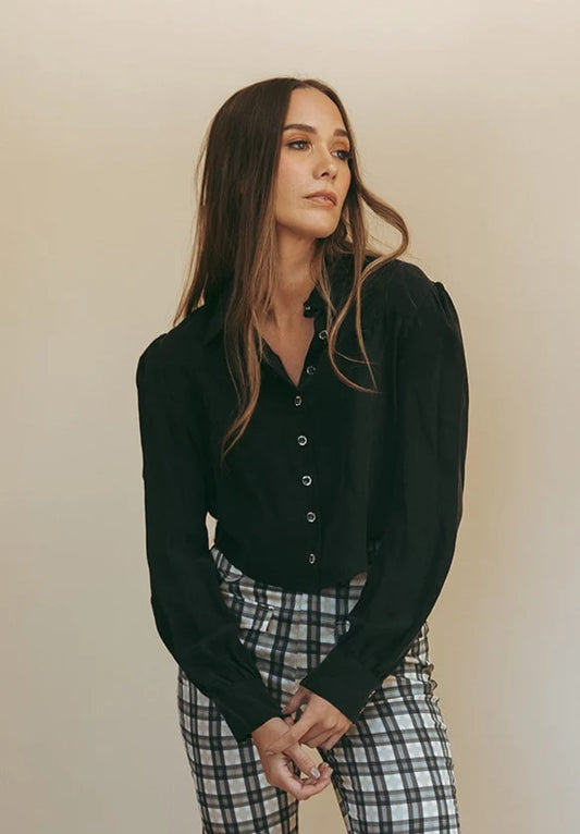 Marlowe Blouse in Washed Black by Folk Saint - Regular Length