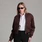 Faux Suede Woven Bomber Jacket
