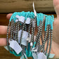 3 mm Sterling Silver Pearls choker with magnesite darker turquoise heishi - western jewelry