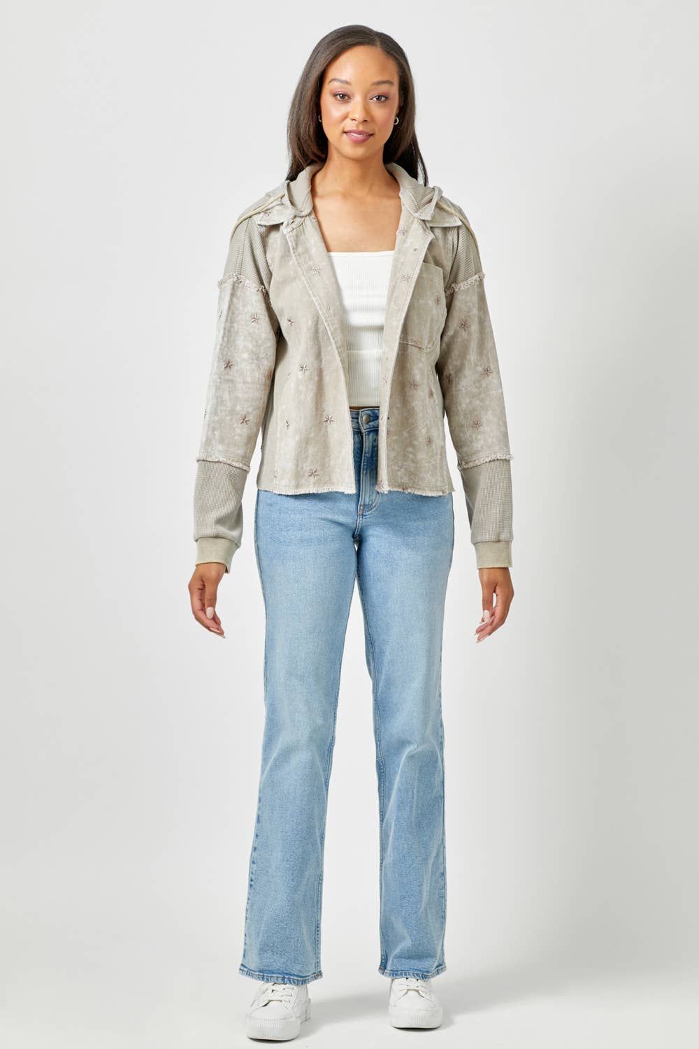 Star Embroidery Washed Jacket