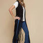 Black Long Fringe Faux Suede Western Vest