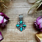 Flower Pendant with Sonoran Gold Turquoise – Sterling Silver – Native Made by Charles Johnson – Fits 10mm