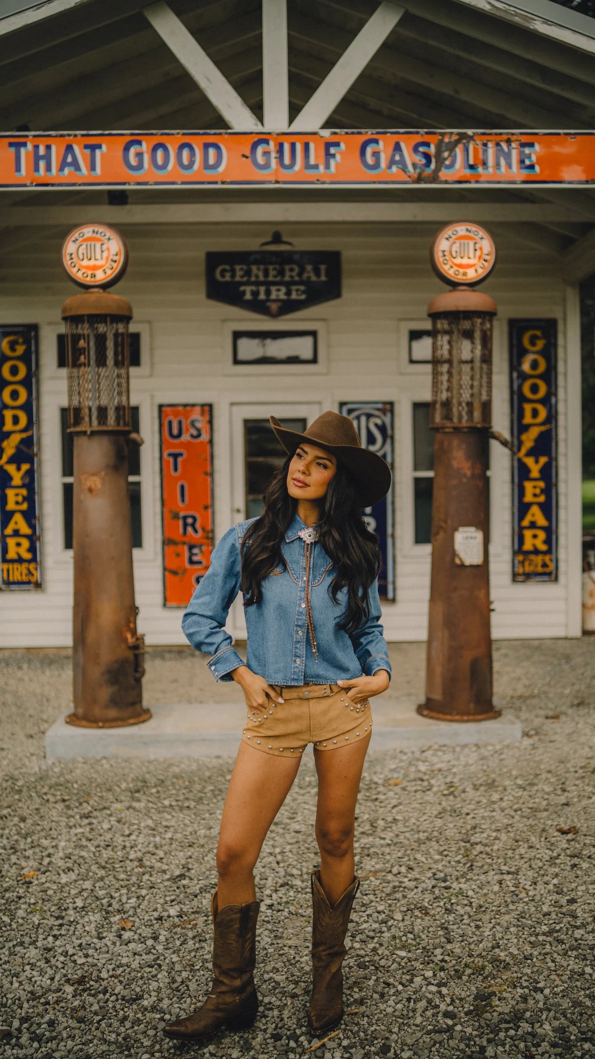 Rustler x H Bar C Denim Cropped Shirt