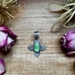 Zia Symbol Pendant with Sonoran Gold Turquoise – Sterling Silver – Native Made by K. Billah – Fits 8mm