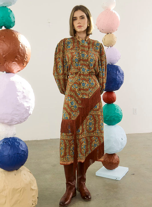 Allyne Skirt in Amber Glen Brown by Hunter Bell