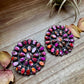 Giant Cluster Earrings – Pink Dahlia Color & Sterling Silver - One of a kind
