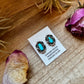Kingman Turquoise & Silver Pearl Stud Earrings – Sterling Silver – Native Made by L. Silversmith