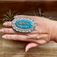 Kingman Turquoise Cluster Ring – Navajo Handmade by Jaz Wilson, Size 7.5