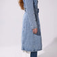 Kaya Denim Faux Fur Trench Coat