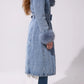 Kaya Denim Faux Fur Trench Coat