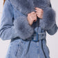 Kaya Denim Faux Fur Trench Coat