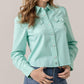 Annie Cropped Snap Shirt by Kimes Ranch in Turquoise