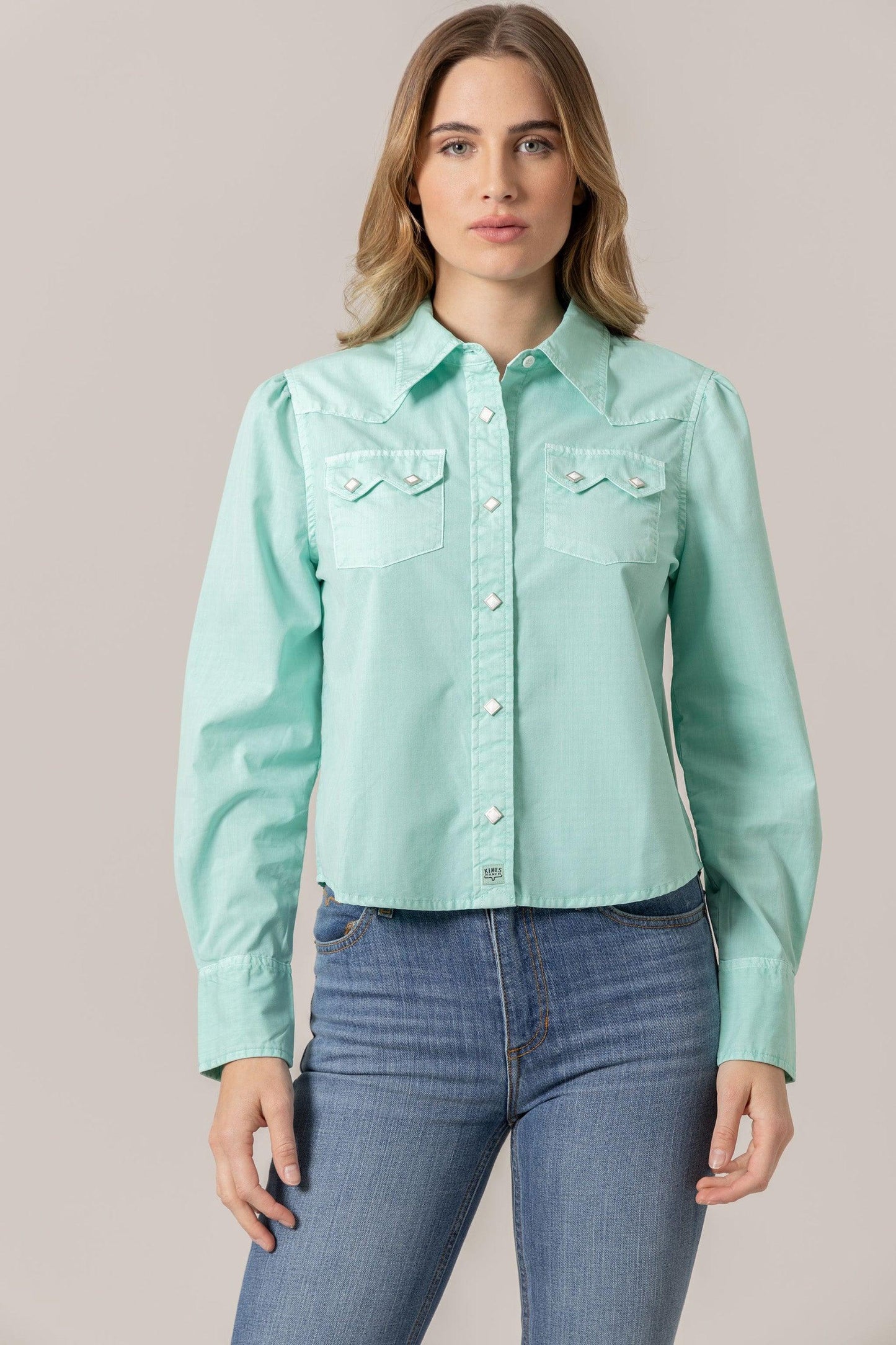 Annie Cropped Snap Shirt by Kimes Ranch in Turquoise