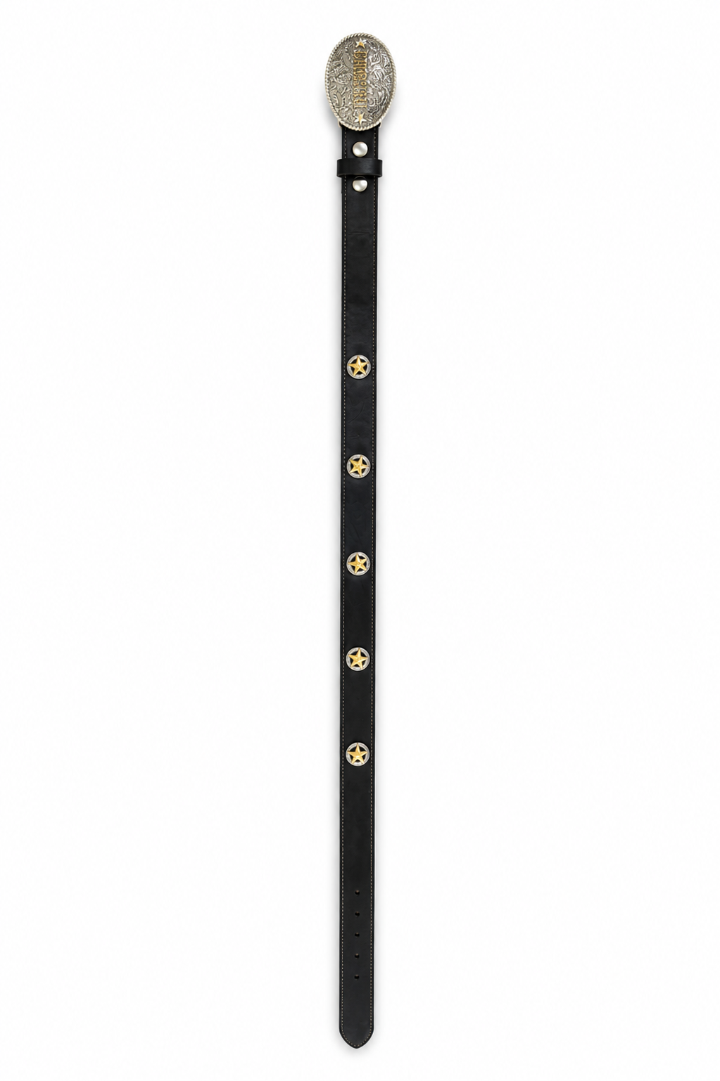 Annie Leather Belt with Cowgirl Buckle & Star Conchos in Black - Bourbon Cowgirl Exclusive