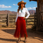 Faux Suede Fringe Maxi Skirt - Rust