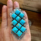 Big Ring - adjustable - kingman turquoise ring and sterling silver