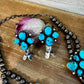 Complete Squash Blossom Set – Kingman Turquoise – Sterling Silver – Navajo Made by Wilson Dawes