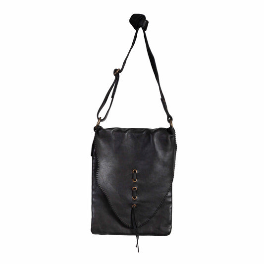 Whipstitch Black Leather Handbag Purse at Bourbon Cowgirl