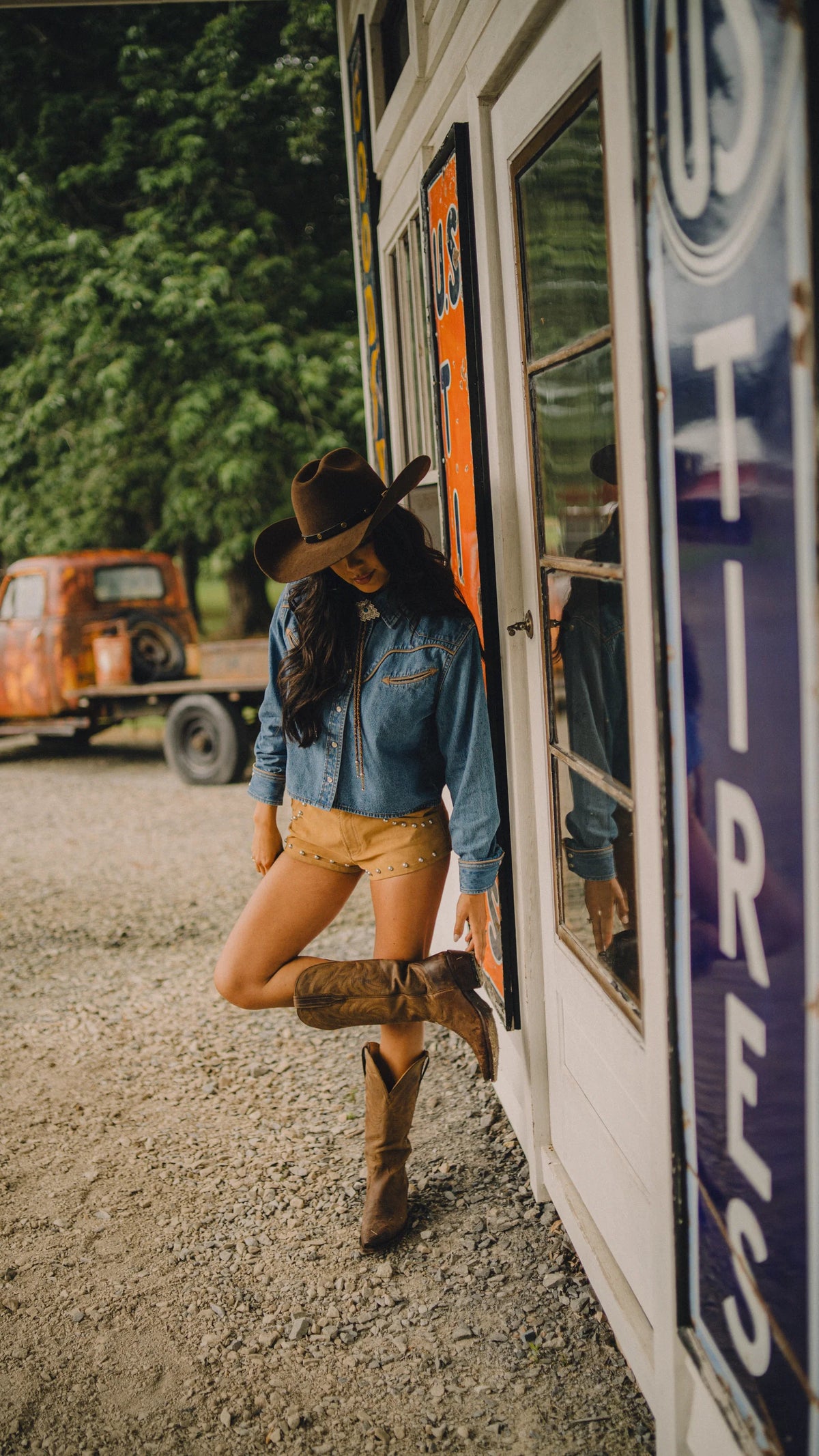 Rustler x H Bar C Denim Cropped Shirt