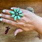 Big Flower ring- size 9 - Sonoran Gold turquoise ring and sterling silver