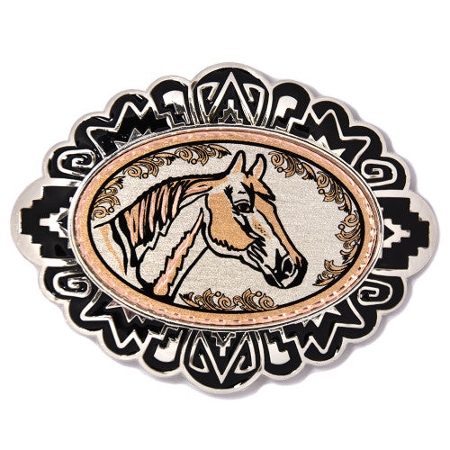 Horse Head Copper Belt Buckle - Bourbon Cowgirl