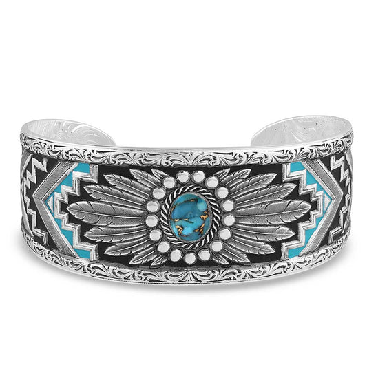 Blue Spring Turquoise Cuff Bracelet - Montana Silversmiths for Bourbon Cowgirl