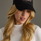 Bourbon Cowgirl Script Embroidered Baseball Hat - Black