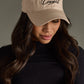 Bourbon Cowgirl Script Embroidered Baseball Hat -Tan