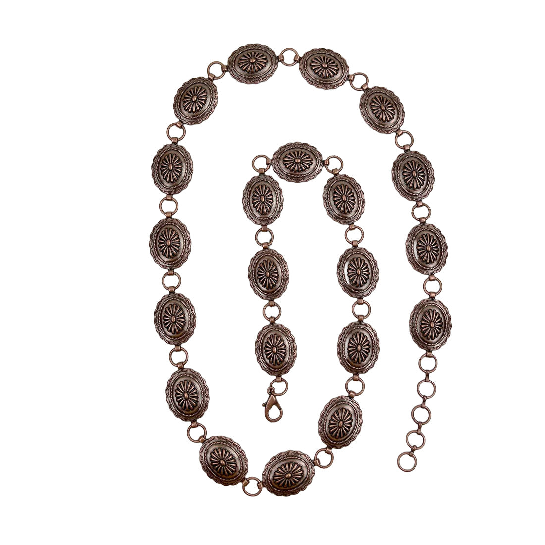 Copper Flower Conchos Adjustable Chain Link Western Belt for Cowgirls