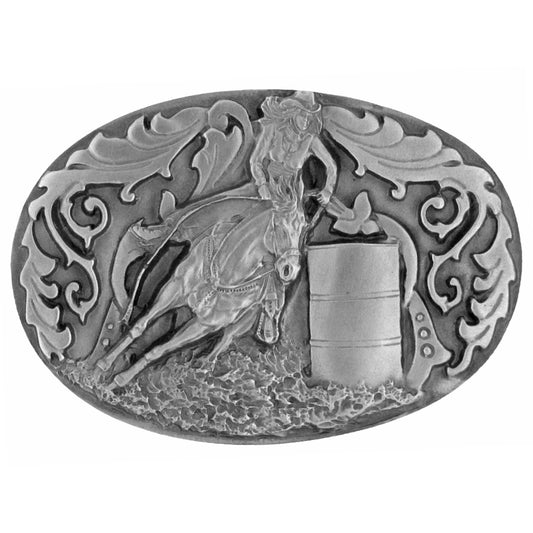 Galloping Horse Belt Buckle Pewter - Bourbon Cowgirl