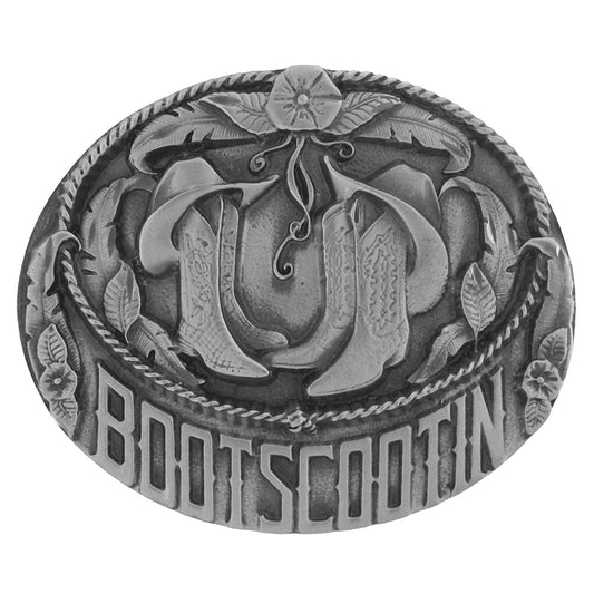 Bootscootin Belt Buckle Pewter - Bourbon Cowgirl