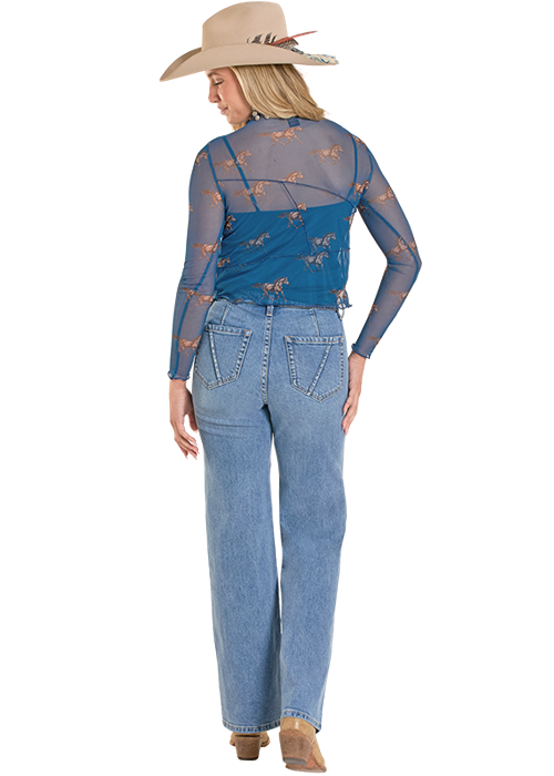 Horse Print Mesh Top by Rock & Roll Denim (Cami not included)