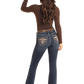 Steer Head Embroidered Mid Rise Boot Cut Rock & Roll Denim Jeans for Women