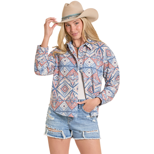 Cowgirl in patterned shirt and shorts - BW52T08104