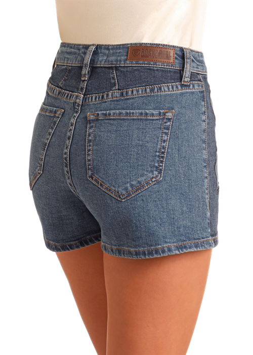 Denim Shorts with Front Yoke Detail by Rock & Roll Denim