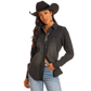 Black Denim Snap Front Shirt by Panhandle at Bourbon Cowgirl