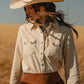 Turquoise Snap Western Denim Shirt in Cream by Stetson