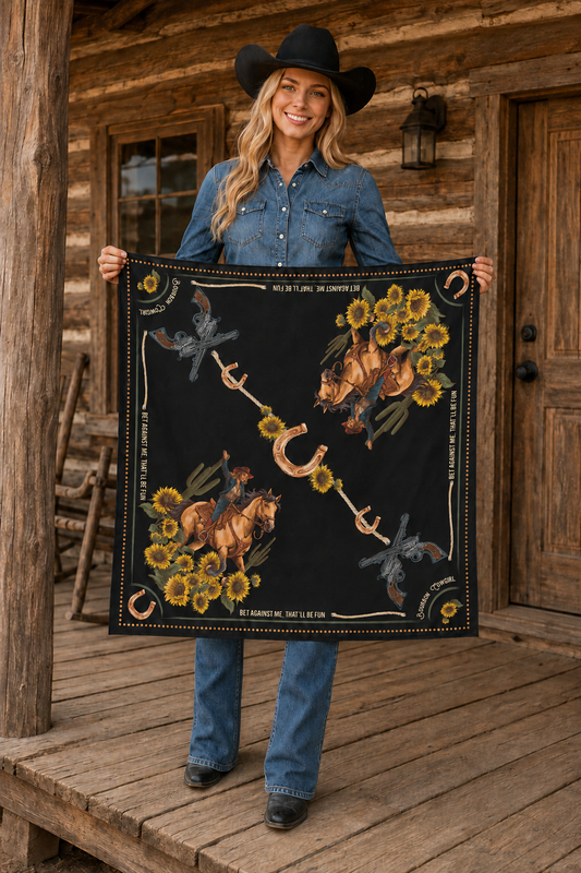 Bet Against Me That'll Be Fun Wild Rag Scarf in Black by Bourbon Cowgirl