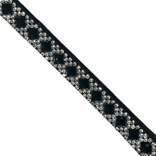 Black bling trim with square and round crystals