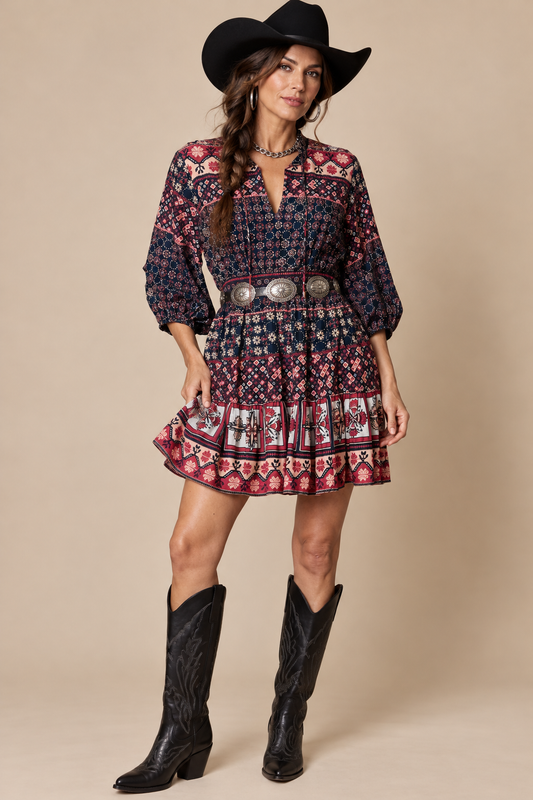 Priyanka Mini Dress in Zocalo Rose Print by Cleobella
