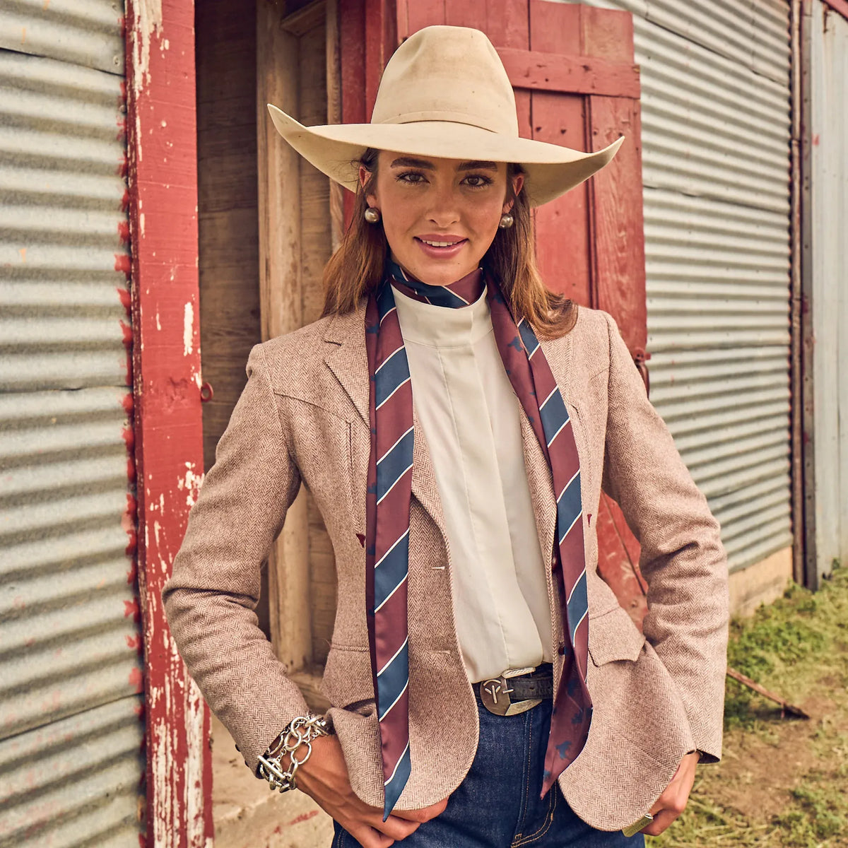 Boli - Preppy Buck by Fringe Scarves - Wine and Navy