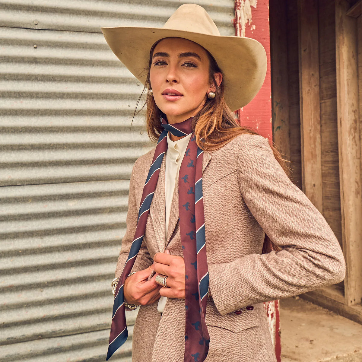 Boli - Preppy Buck by Fringe Scarves - Wine and Navy