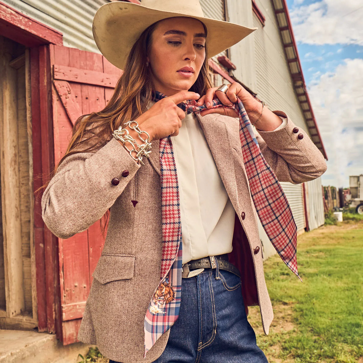 Boli - Gettin' Western by Fringe Scarves Red Plaid