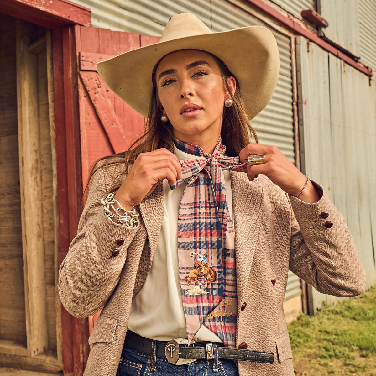 Boli - Gettin' Western by Fringe Scarves Red Plaid