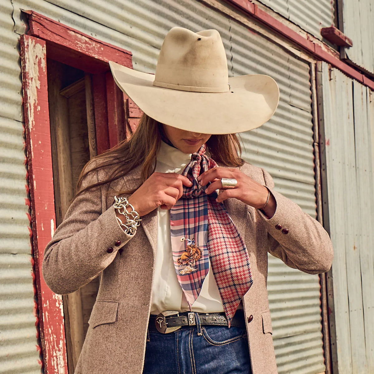 Boli - Gettin' Western by Fringe Scarves Red Plaid