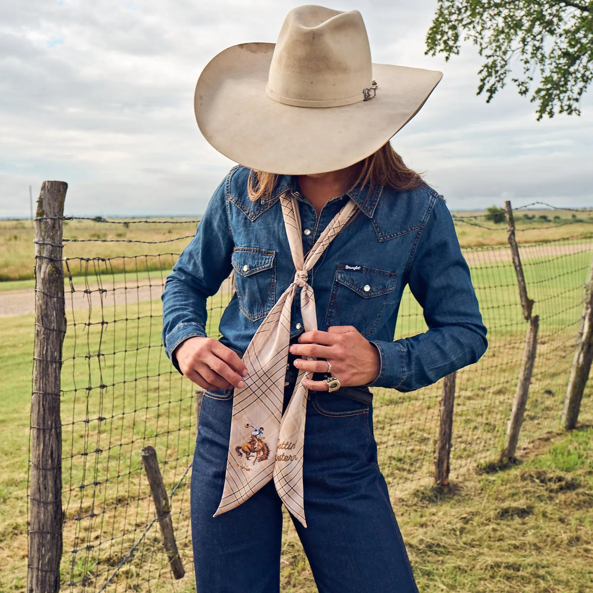 Boli - Gettin' Western by Fringe Scarves Tan Blue Plaid