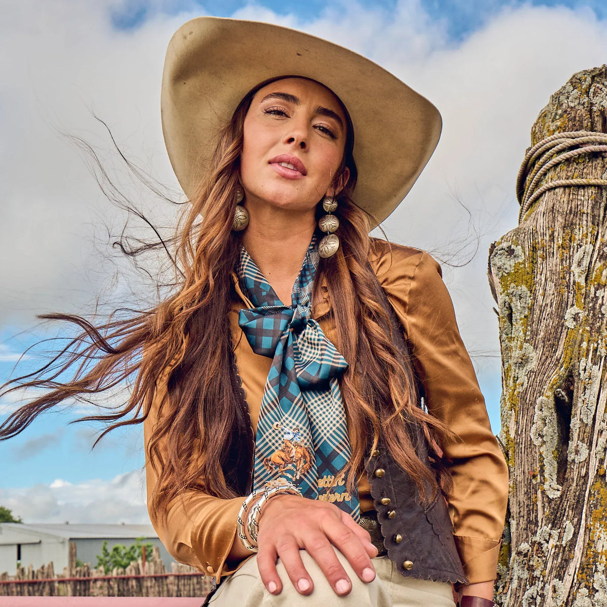 Boli - Gettin' Western by Fringe Scarves Navy Plaid