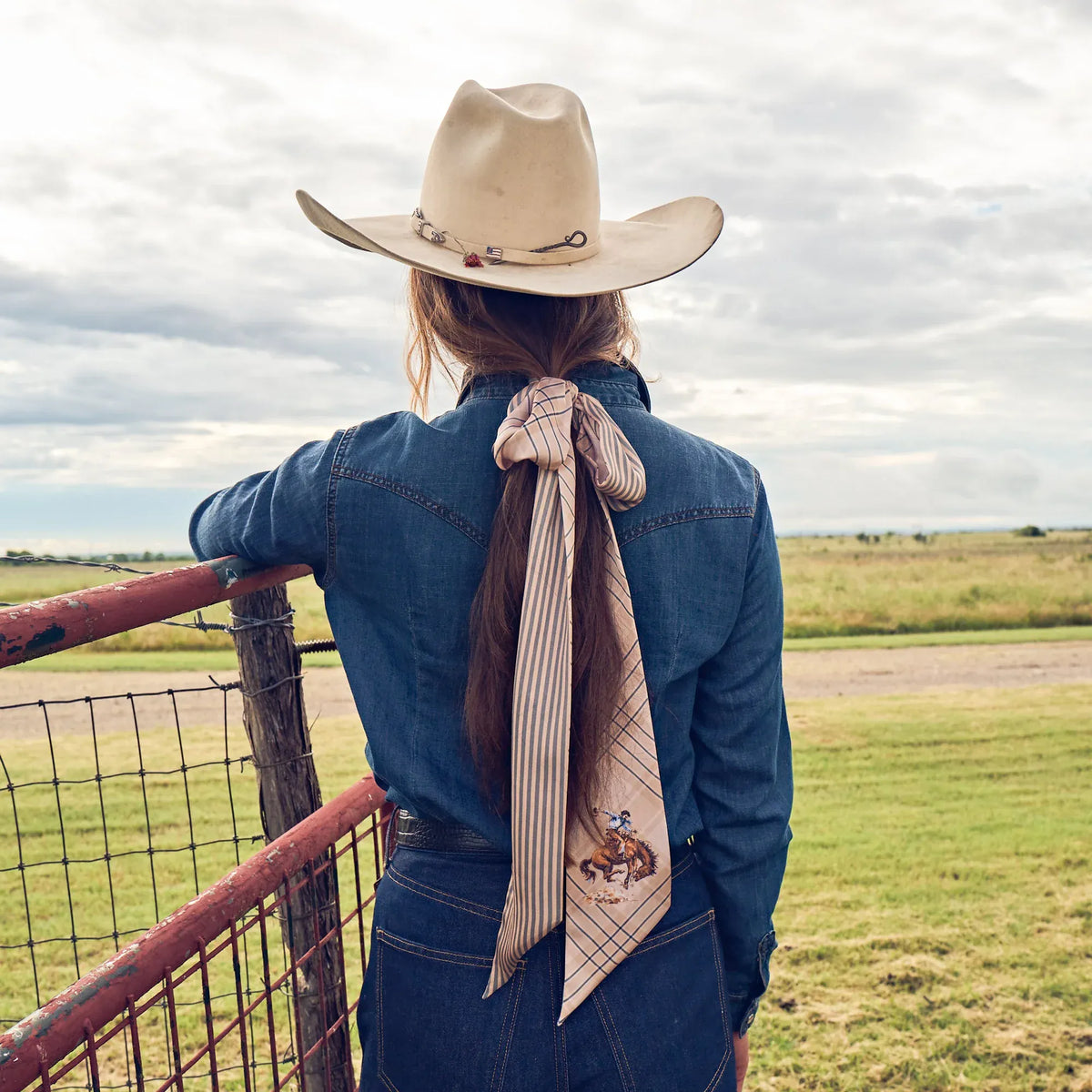 Boli - Gettin' Western by Fringe Scarves Tan Blue Plaid