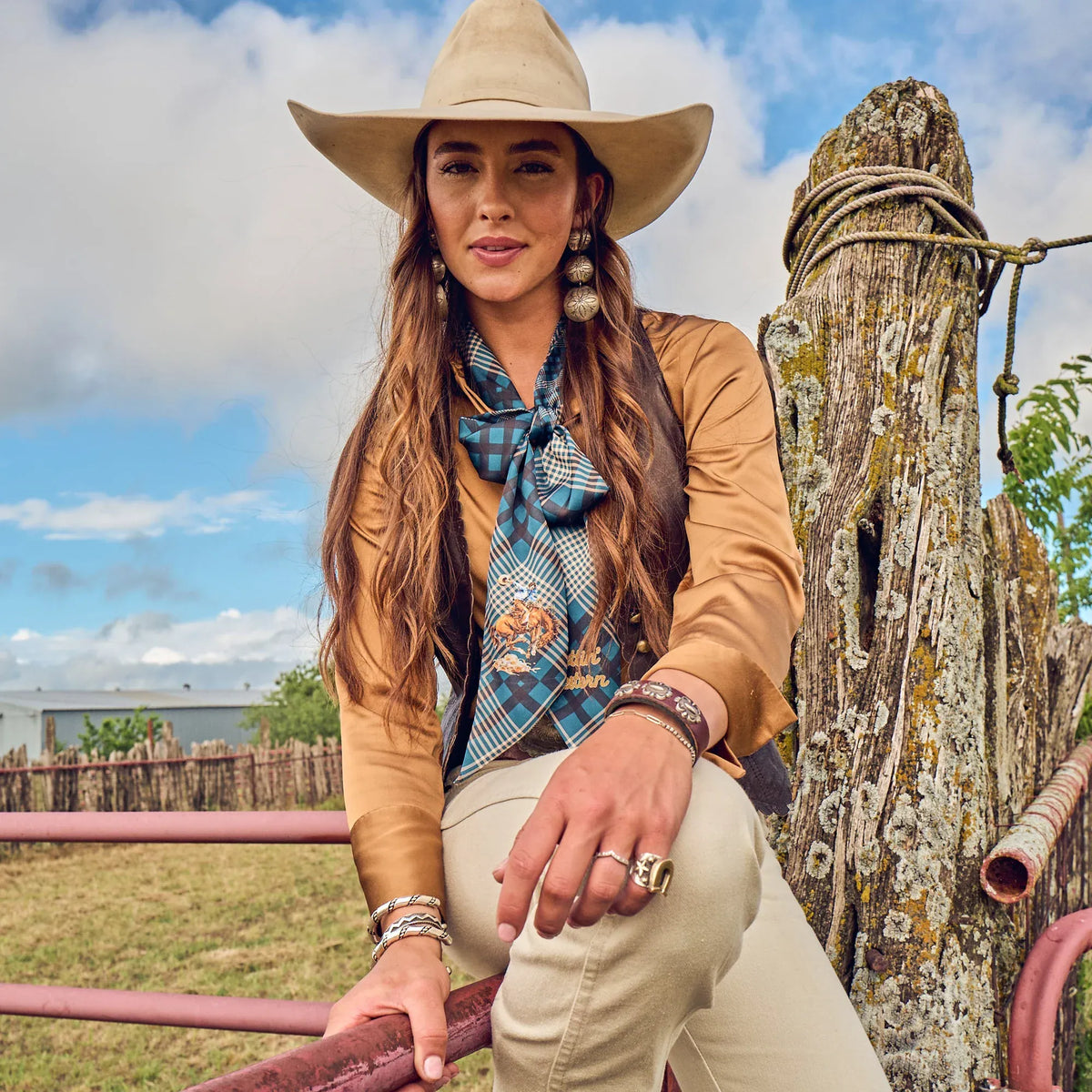 Boli - Gettin' Western by Fringe Scarves Navy Plaid