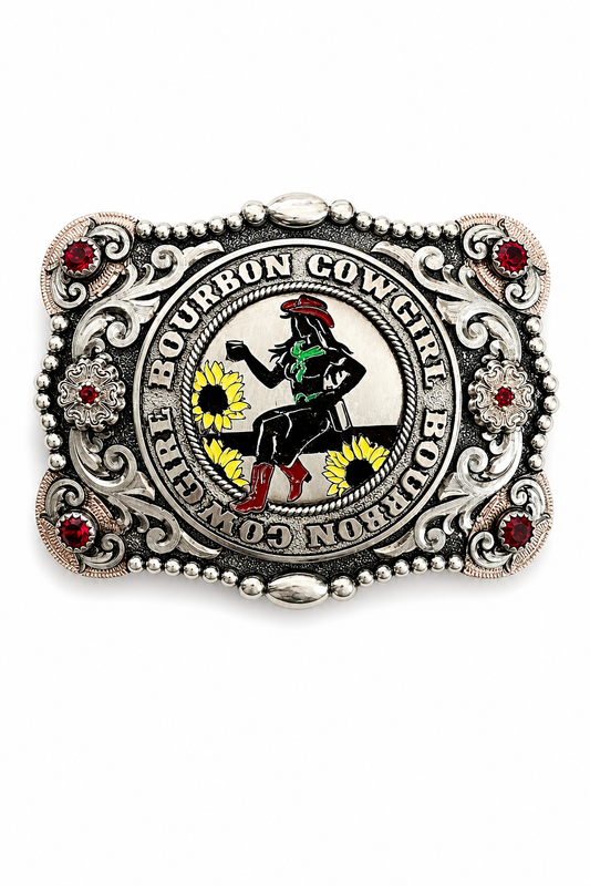 Bourbon Cowgirl Logo Silver Buckle by Molly's Silver